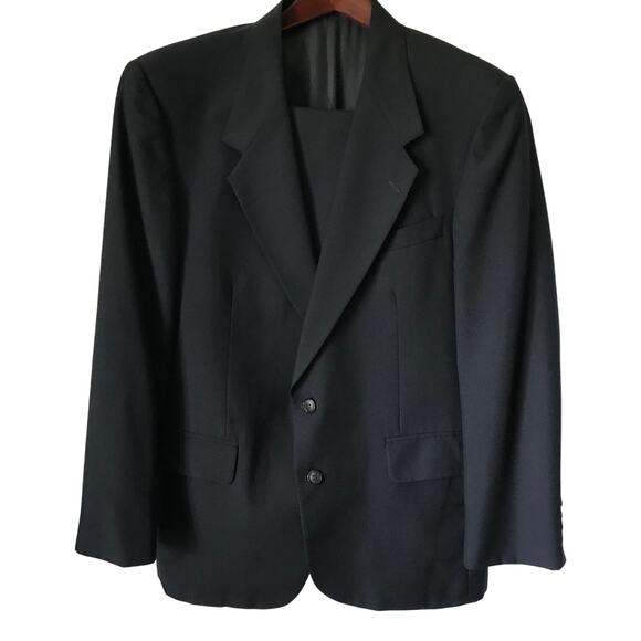 Stafford Suit Mens Black Dress Two Piece Poly Blend Business Work Size 42R - Picture 1 of 12